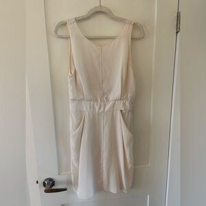Wilfred Aritzia | Leila low back cream ivory white silky dress sleeveless sz 6